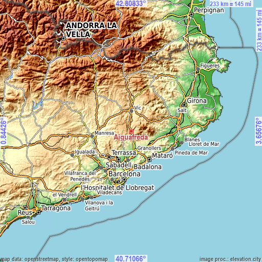 Topographic map of Aiguafreda