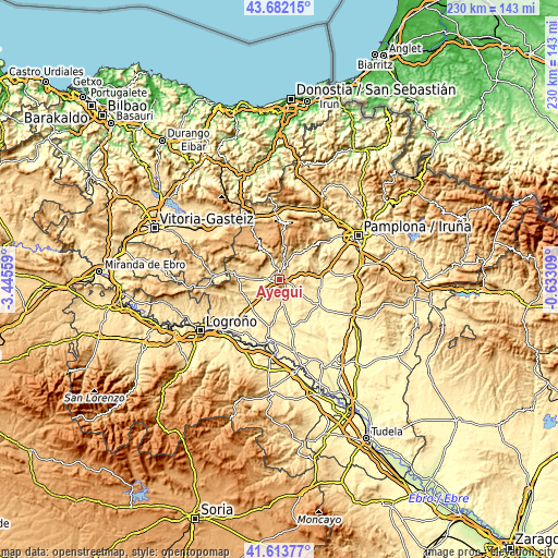 Topographic map of Ayegui