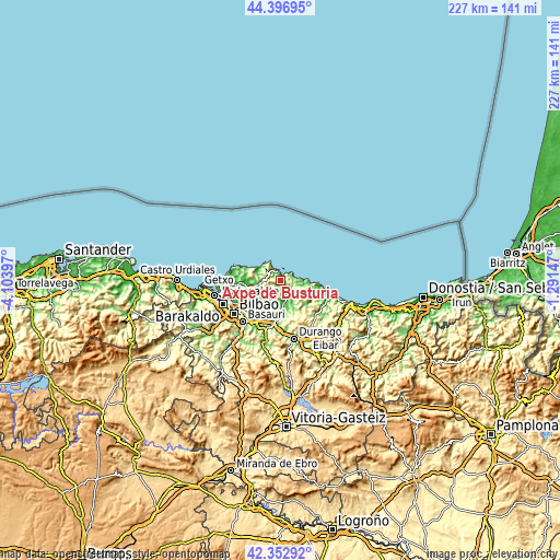 Topographic map of Axpe de Busturia