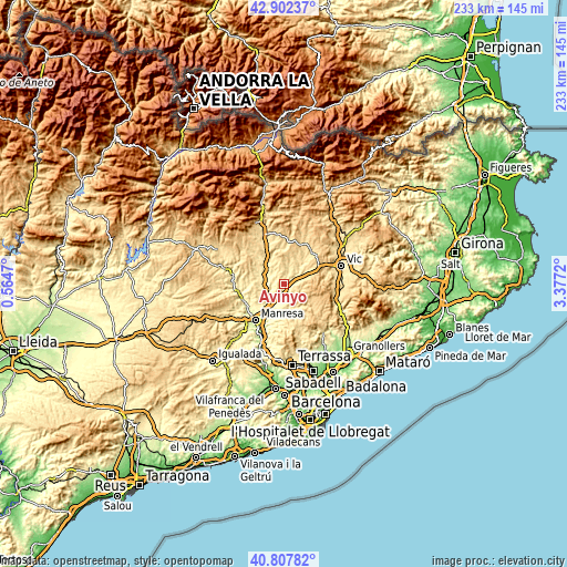 Topographic map of Avinyó