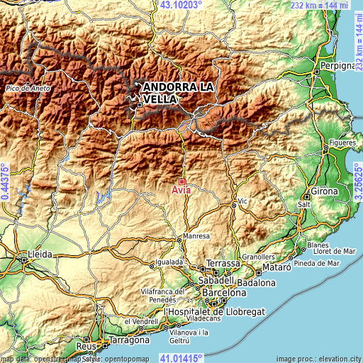 Topographic map of Avià