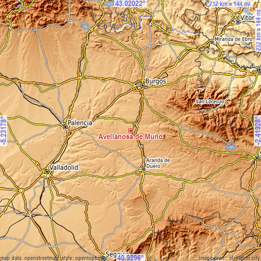 Topographic map of Avellanosa de Muñó