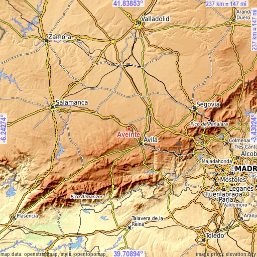 Topographic map of Aveinte