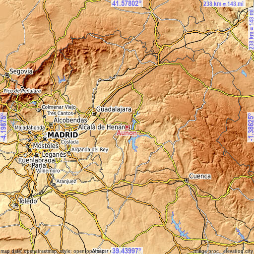 Topographic map of Auñón