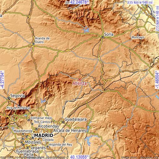 Topographic map of Atienza