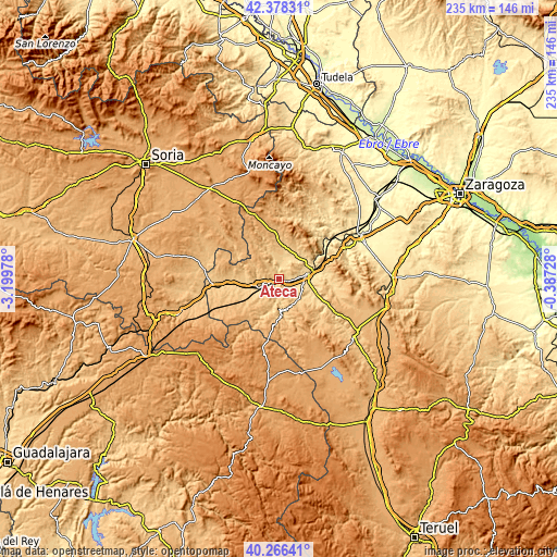 Topographic map of Ateca