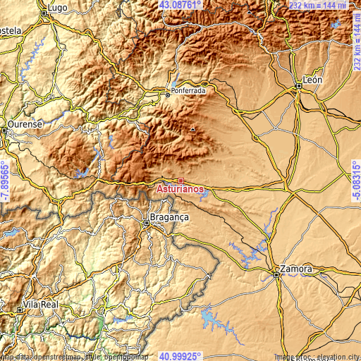 Topographic map of Asturianos