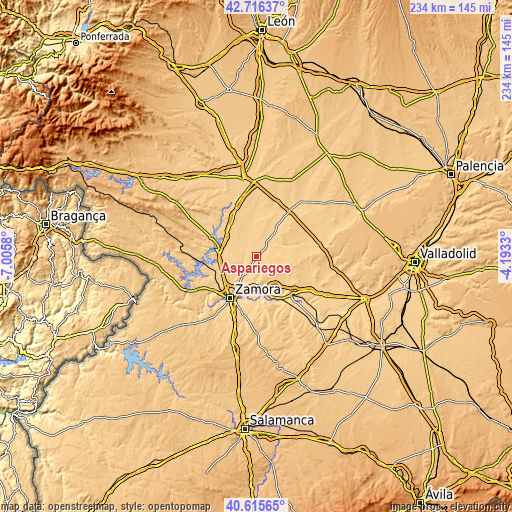 Topographic map of Aspariegos