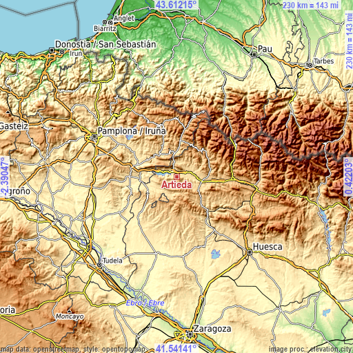 Topographic map of Artieda