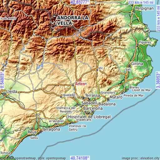 Topographic map of Artés