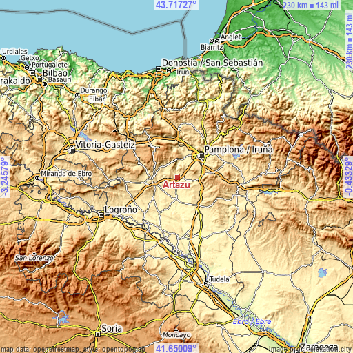 Topographic map of Artazu