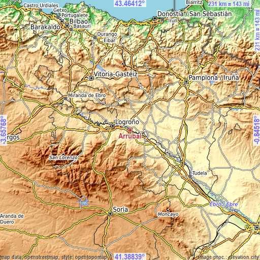 Topographic map of Arrúbal