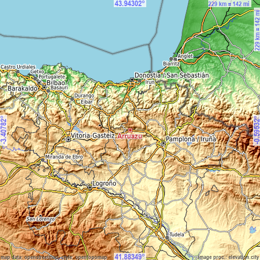 Topographic map of Arruazu