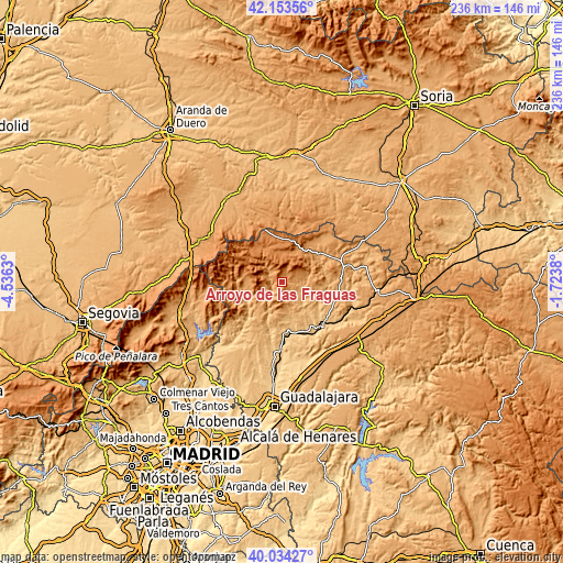 Topographic map of Arroyo de las Fraguas