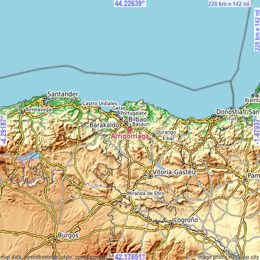 Topographic map of Arrigorriaga