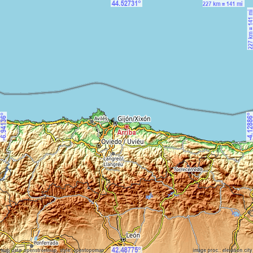 Topographic map of Arriba