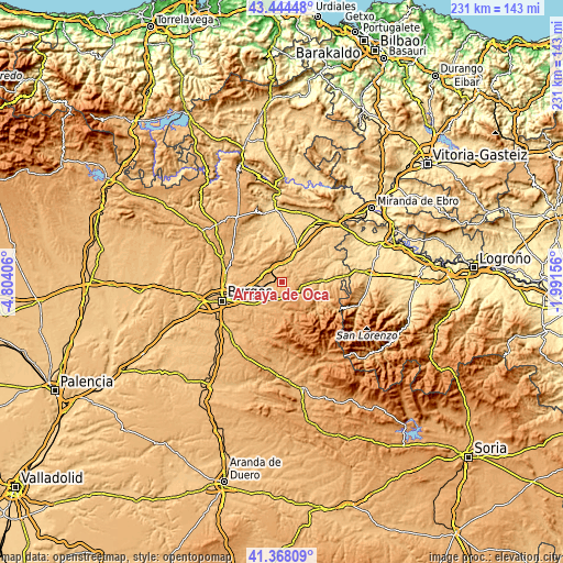 Topographic map of Arraya de Oca