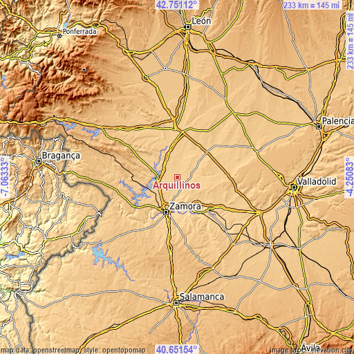 Topographic map of Arquillinos