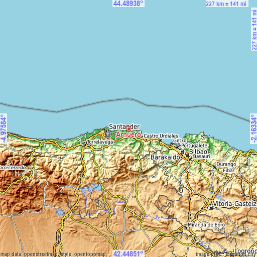 Topographic map of Arnuero