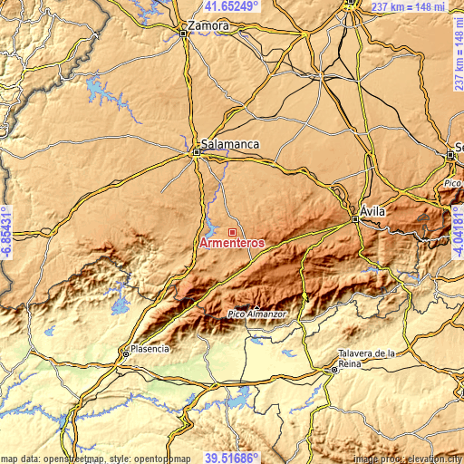 Topographic map of Armenteros