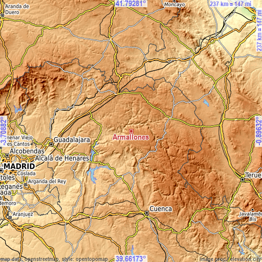 Topographic map of Armallones