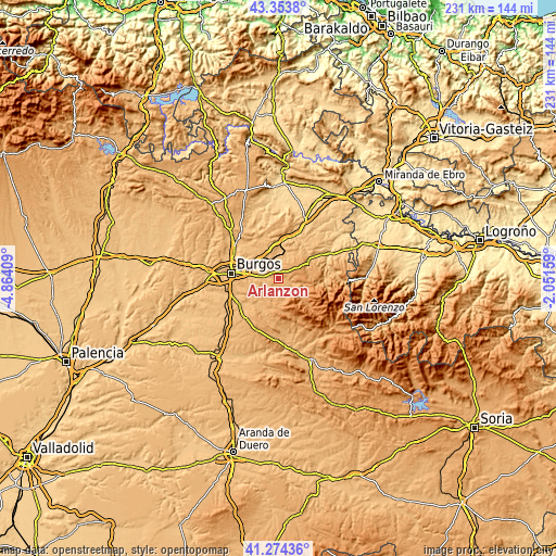 Topographic map of Arlanzón