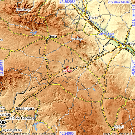 Topographic map of Ariza