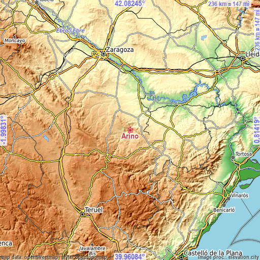 Topographic map of Ariño