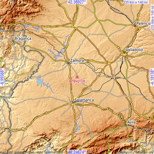 Topographic map of Argujillo