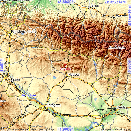 Topographic map of Arguis