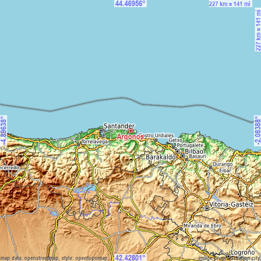 Topographic map of Argoños