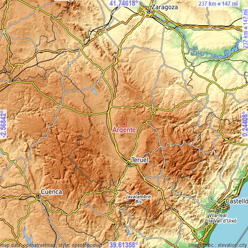 Topographic map of Argente