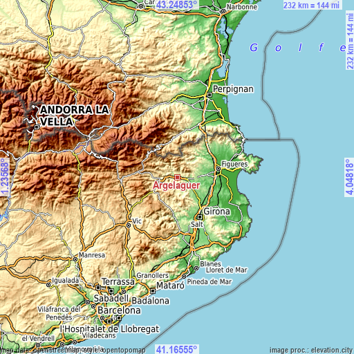 Topographic map of Argelaguer