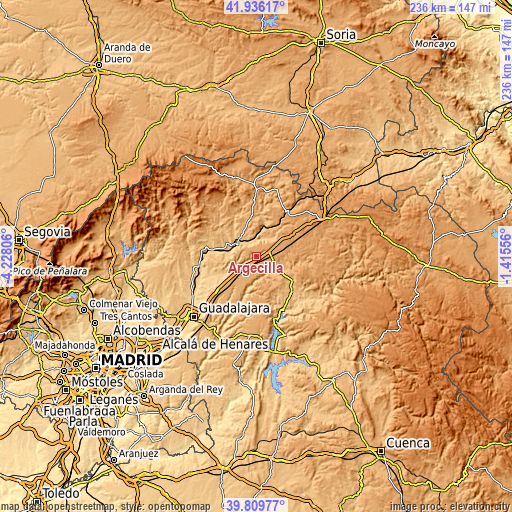 Topographic map of Argecilla