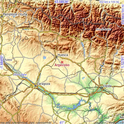 Topographic map of Argavieso