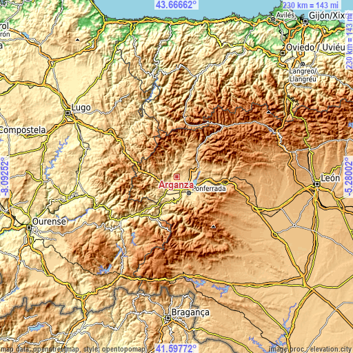 Topographic map of Arganza