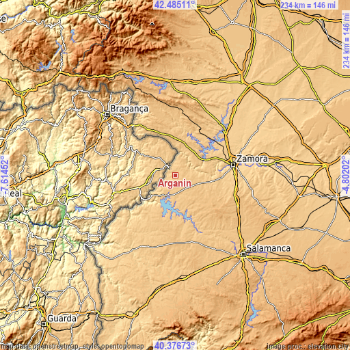 Topographic map of Argañín