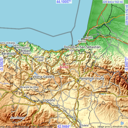 Topographic map of Areso