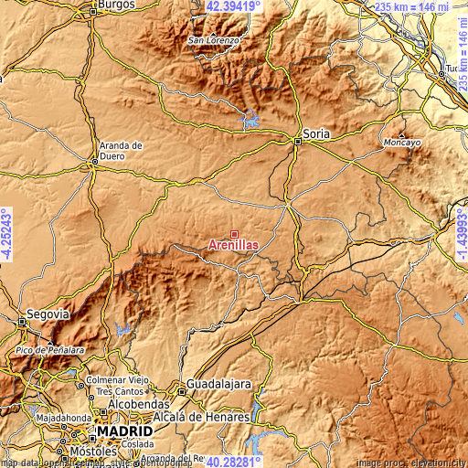 Topographic map of Arenillas