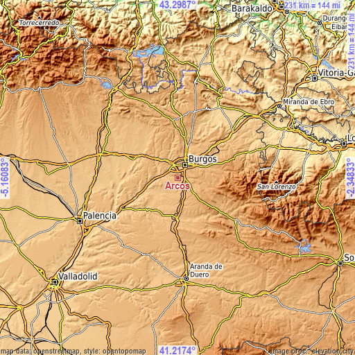 Topographic map of Arcos