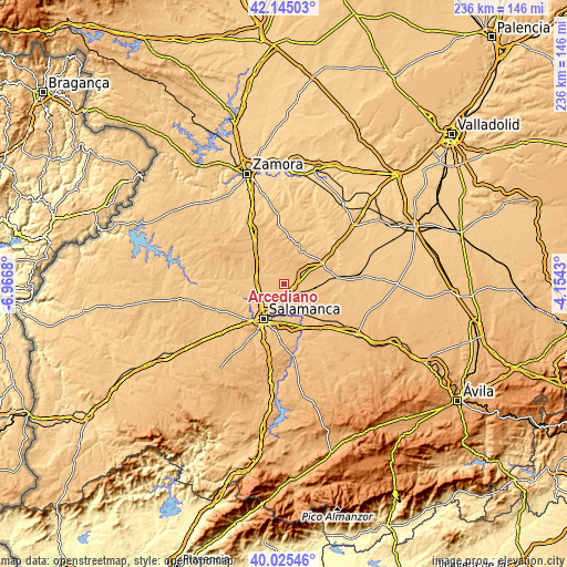 Topographic map of Arcediano
