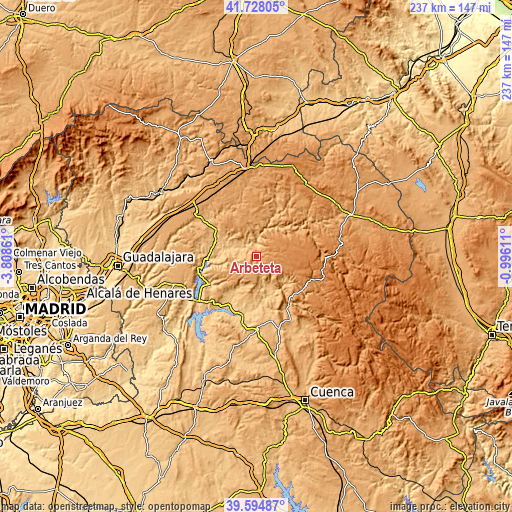 Topographic map of Arbeteta