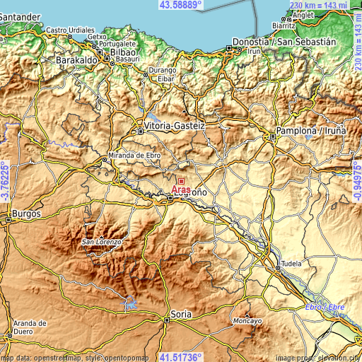 Topographic map of Aras