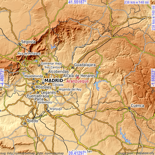Topographic map of Aranzueque