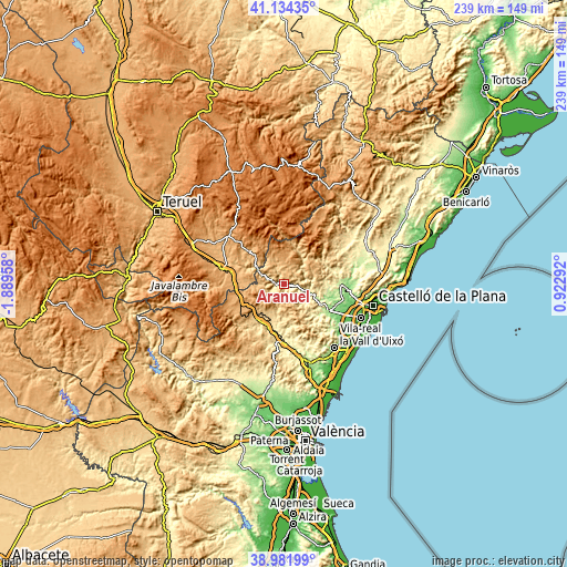 Topographic map of Arañuel