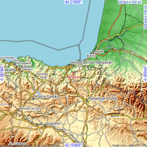 Topographic map of Arano