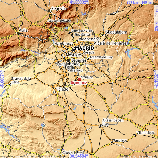 Topographic map of Aranjuez