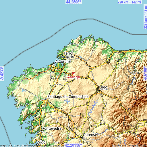 Topographic map of Aranga