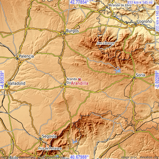 Topographic map of Arandilla