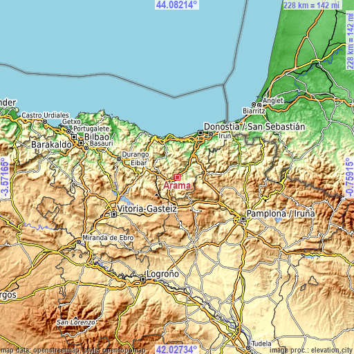 Topographic map of Arama